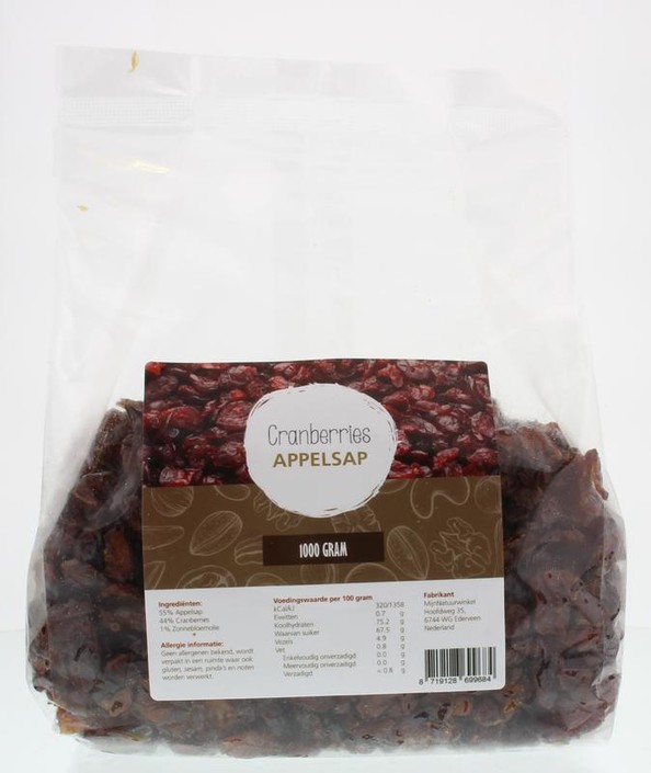 Mijnnatuurwinkel Cranberries gezoet met appeldiksap (1 Kilogram)