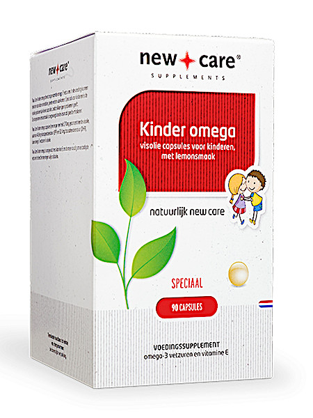 gloeilamp de elite achter New Care Kinder omega visolie capsules voor kinderen, met lemonsmaak Inhoud  90 capsules